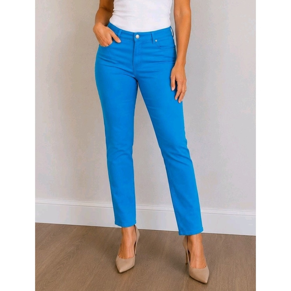 Zac & Rachel Women's Blue Stretch Slim Straight Leg Pants Size 10